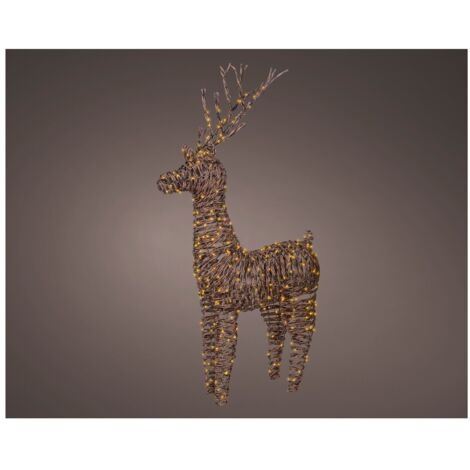Renna in vimini marrone c/led bianco caldo 24x60x104cm OUT