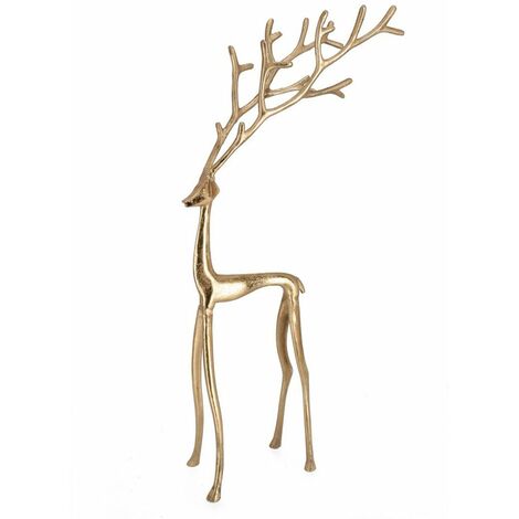Renna "Kethy" stilizzata in alluminio per decorazione natalizia -60 cm / Oro