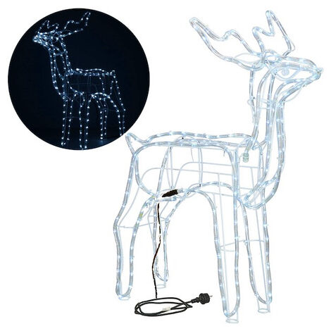Renna Led da giardino 90 cm, decorazione luminosa, bianco freddo.