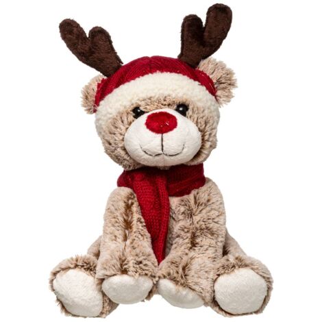 Renna marrone in peluche con cuffietta h35cm - Atmosphera créateur d'intérieur