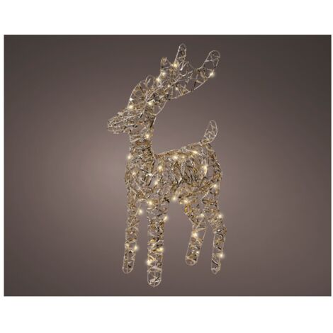 Renna Met Oro c/Luci LED bianco caldo 9x25x37cm