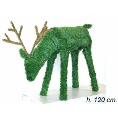 Renna natalizia in rami di pino 120 cm - colore verde - decorazione addobbo natale