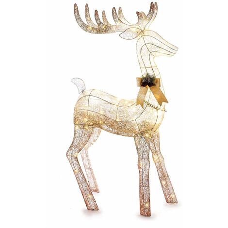 Renna Natalizia Luminosa Renna in Metallo con Luci Led Decorazione Natalizia per Casa Vetrine e Negozi Idea Regalo per Natale Uso Interno ed Esterno