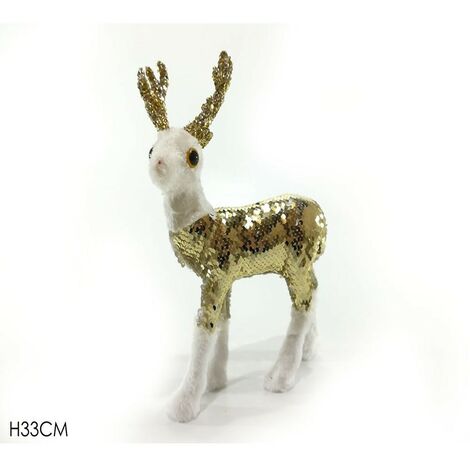 Renna paillet oro cm33 Decorazioni di natale addobbi natalizie   vetrina negozi