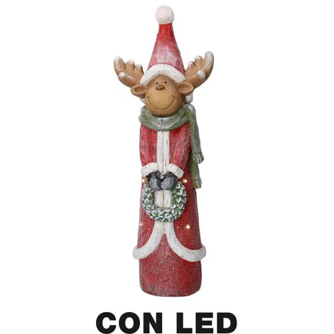 Renna resina led rosso cm22,5x16h65,5