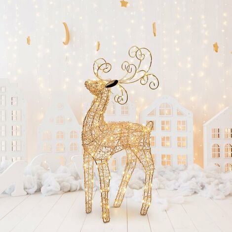 Renna tridimensionale luminosa decorazione natalizia filo di rame con micro led luce calda addobbo natale