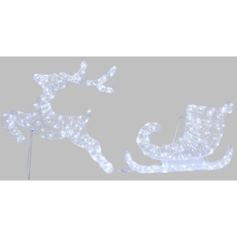 Renne au Galop H65cm avec Traîneau 2D Acrylique 220 leds blanc froid Lotti