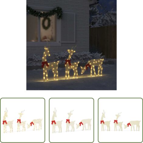 Renne -  Decorazione Natalizia Renna 3 pz 90 LED Bianco Caldo