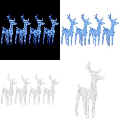 Renne di Natale 4 pz Blu 160 LED in Acrilico - Decorazione di Natale - Luci LED