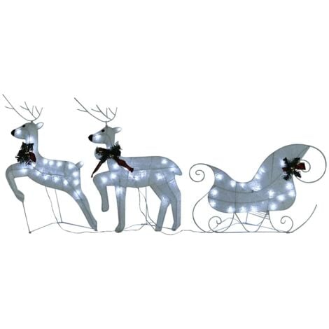 Renne e Slitta di Natale Decorazione Esterni 60 LED Bianco vidaXL