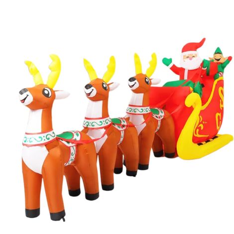 Renne Géant Gonflable de Noël,3.7 m Décorations avec Lumières LED  Décorations De Noël Renne D'Extérieur  pour Nouvel an Fête Bureaux École Appartement Jardin