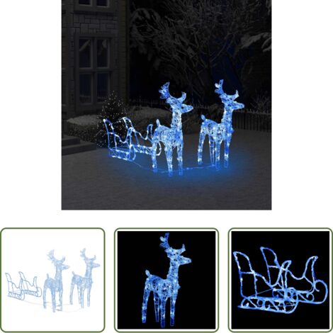Renne luminose -  Decorazione Natalizia Renne e Slitta 160 LED 130 cm in Acrilico