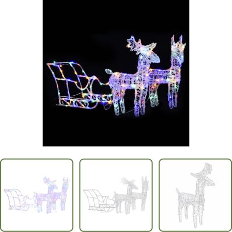 Renne luminose -  Decorazione Natalizia Renne e Slitta 160 LED 130 cm in Acrilico