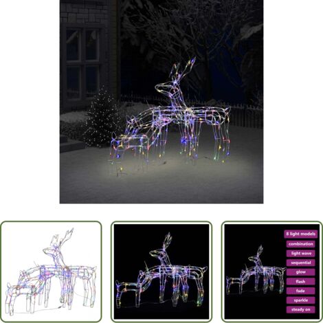 Renne luminose - Decorazioni di Natale a Forma di Renne 3 pz 229 LED