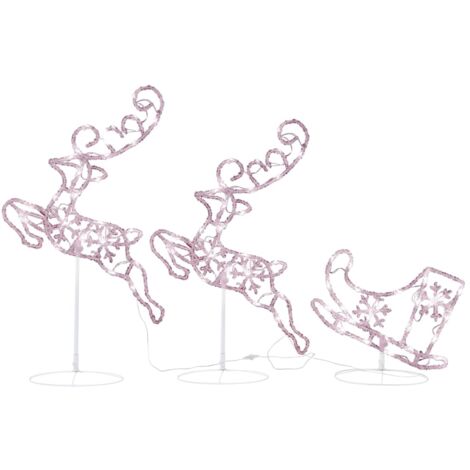 Renne Traîneaux Noël Volant Acrylique Jardin Extérieur Multicolore vidaXL