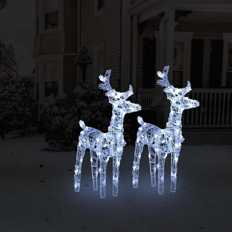 Rennes de Noël 2 pcs 80 LED Blanc froid Acrylique