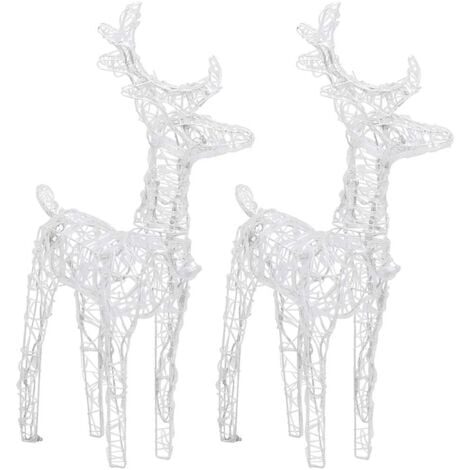 Rennes de Noël 2 pcs 80 LED Blanc froid Acrylique vidaXL