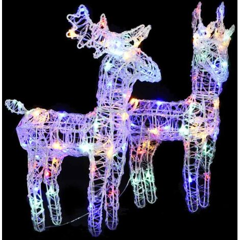 Rennes de Noël 2 pcs 80 LED Multicolore Acrylique