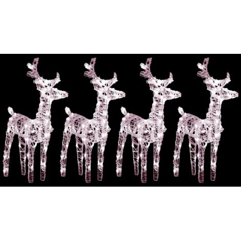 Rennes de Noël 4 pcs 160 LED Blanc chaud Acrylique
