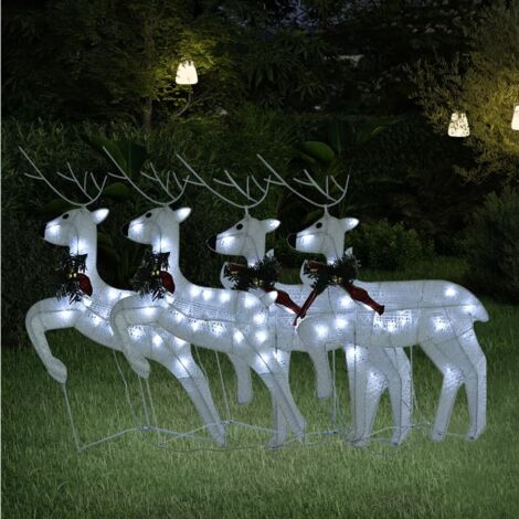 Rennes de Noël 4 pcs-Décoration de Fête pour Noël Blanc 80 LED 496420