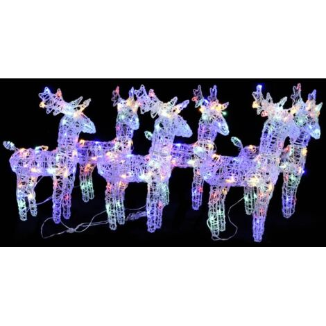 Rennes de Noël 6 pcs 240 LED Multicolore Acrylique