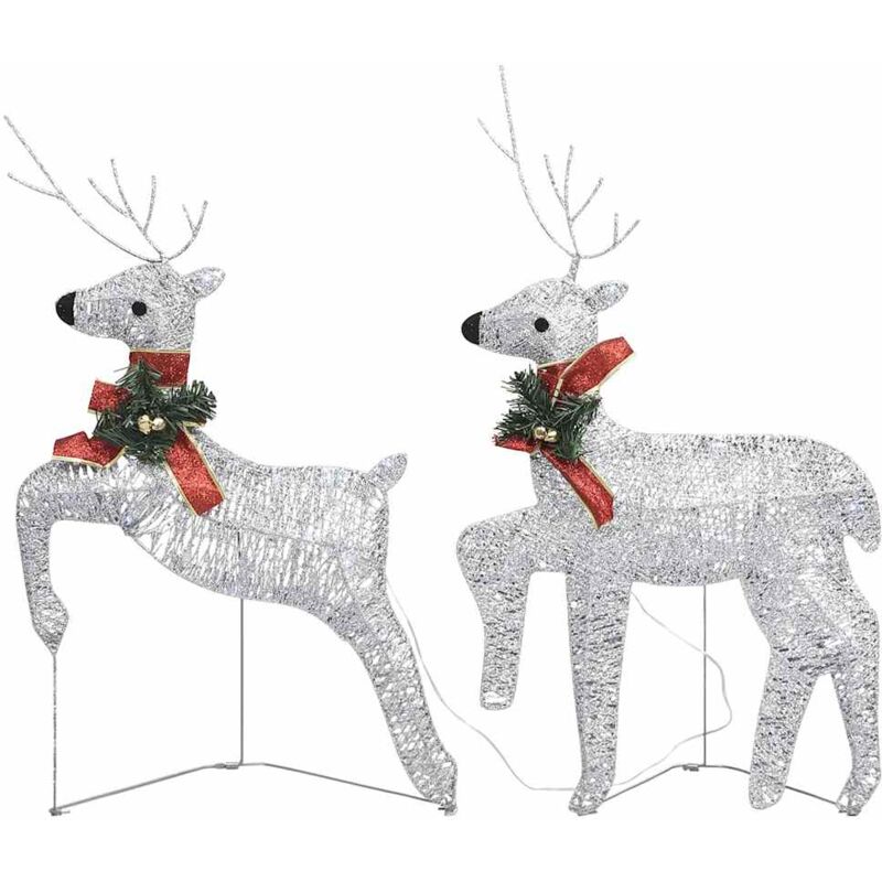 Vidaxl - Rennes de Noël 2 pcs Argenté 40 led