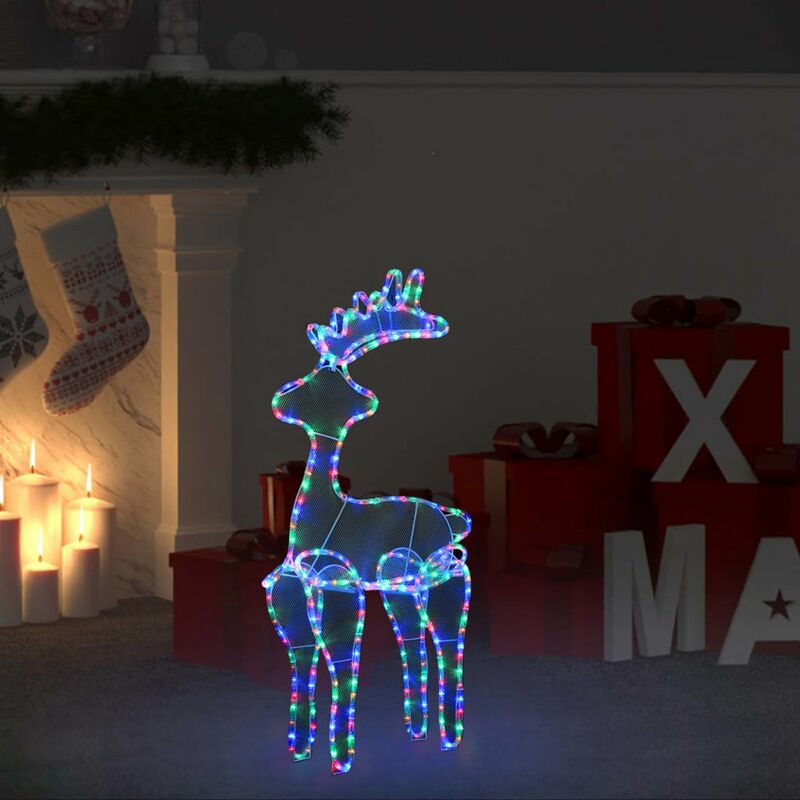 

Happyshopping - Reno decorativo navideno con malla 306 LED 60x24x89 cm