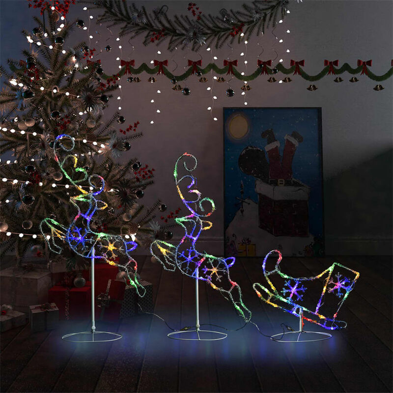 

Happyshopping - Reno trineo volando Navidad acrilico colorido 260x21x87cm