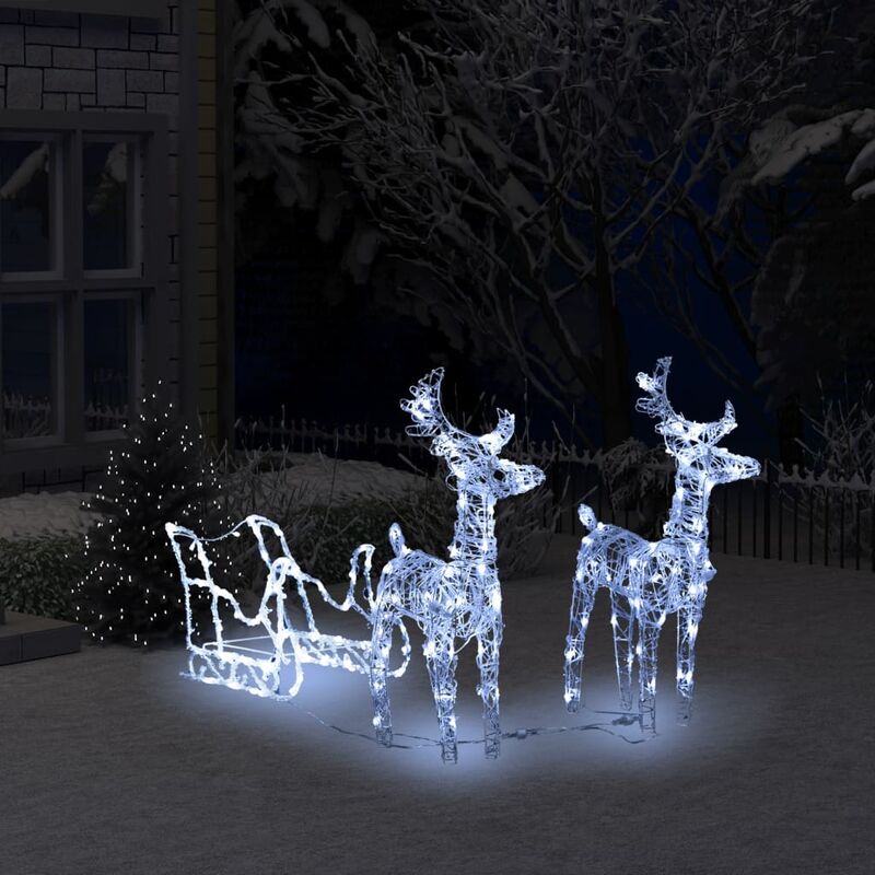 

Reno y trineo adorno navideño 160 LEDs acrílico 130 cm