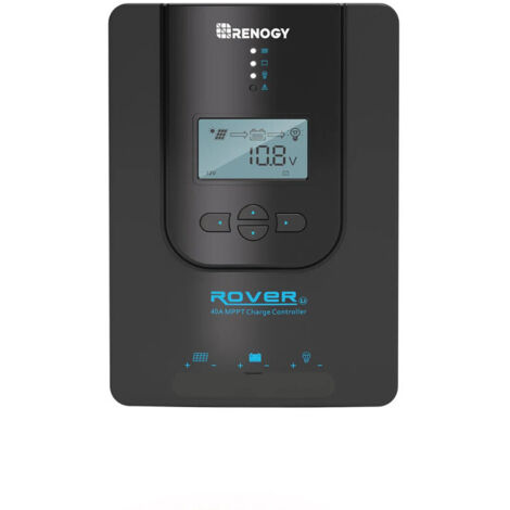 Renogy 40A 12V/24V Auto DC Input MPPT Solar Charge Controller Parameter Adjustable LCD Display Solar Panel Regulator fit for Gel Sealed Flooded and Lithium Battery, Rover 40A w/ Bluetooth,Black