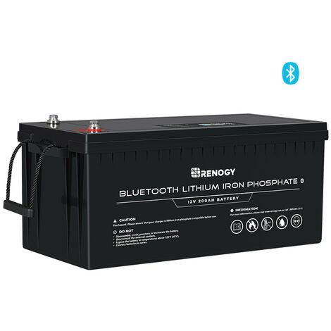 Renogy LiFePO4 12V 200Ah Lithium Solarbatterie Balkonkraftwerk mit eingebautem Smart Bluetooth BMS - Versorgungsbatterie für Wohnmobil, Camping