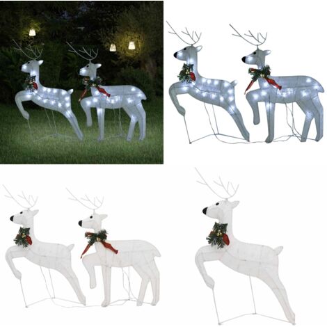 Renos de Navidad 2 unidades 40 LED blanco - Iluminación navideña - Decoración navideña