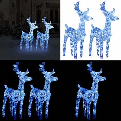 Renos de Navidad 2 unidades 80 LED acrílico azul - Decoración navideña - Luces LED