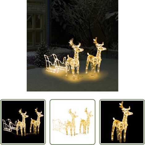 Renos iluminados -  Reno y trineo adorno navideño 160 LEDs acrílico 130 cm
