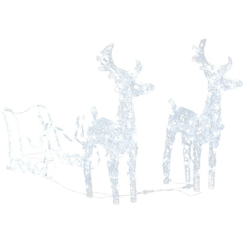 

Reno y trineo adorno navideño 160 LEDs acrílico 130 cm - Blanco - Vidaxl