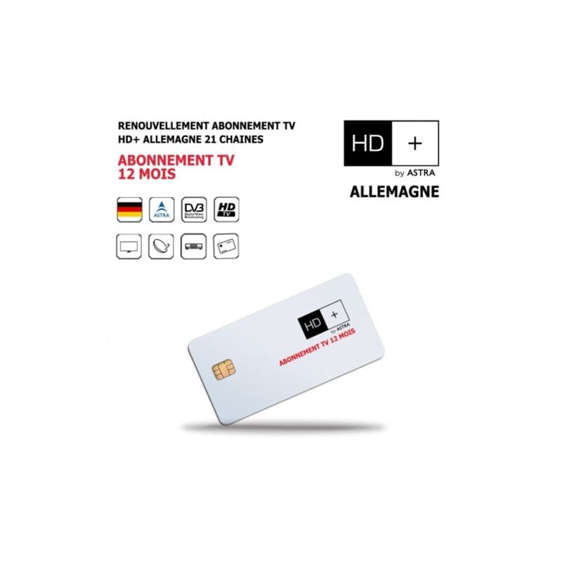 Renouvellement Abonnement Tv HD+ 12 Mois Allemagne 21 Chaines Nationales et Internationales, HD, MTV Disney Chanel
