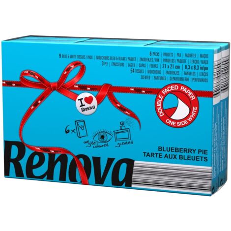 Renova Fazzoletti tascabili Red Label Blu aroma Torta di Mirtilli - 6 confezioni - [Confezione da 20]