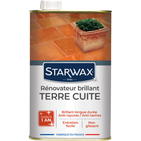 Starwax – Rénovateur brillant protecteur pour tomettes et terres cuites 1L – Protection durable contre taches – Application en deux couches