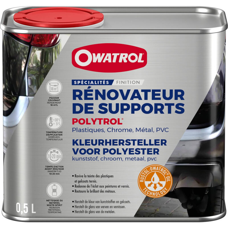 Owatrol - Rénovateur de supports Plastiques, Chrome, Métal, pvc polytrol 0.5 litre