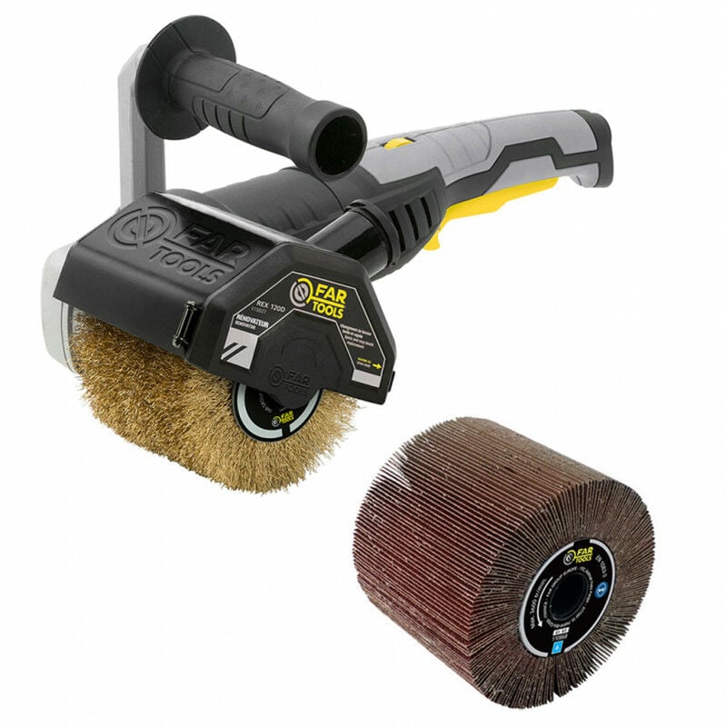 Fartools - Rénovateur extérieur 1300W rex 120D avec 2 brosses (laiton, lamelles) Ø120x100mm