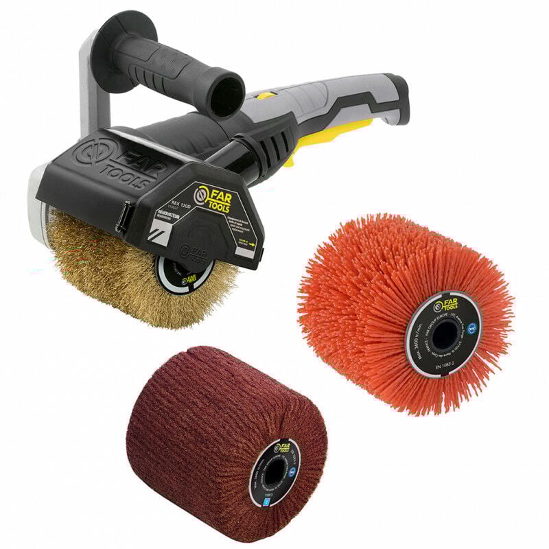 Fartools - Rénovateur extérieur 1300W rex 120D avec 3 brosses (laiton, nylon abrasif, fibre synthétique)