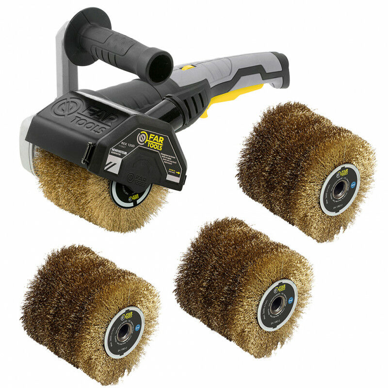 Rénovateur extérieur 1300W rex 120D avec 4 brosses (laiton) Ø120x100mm Fartools