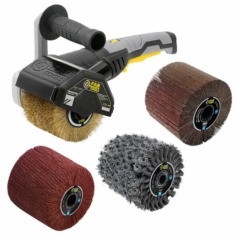 Fartools - Rénovateur extérieur 1300W rex 120D avec 4 brosses (laiton, métal torsadé, fibre synthétique, lamelles)