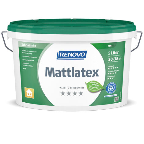 Renovo Wand- und Deckenfarbe Mattlatex weiß 5,0 Ltr.