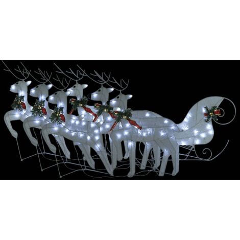 Rentier mit Schlitten Weihnachtsdekoration 140LEDs Outdoor Weiß vidaXL