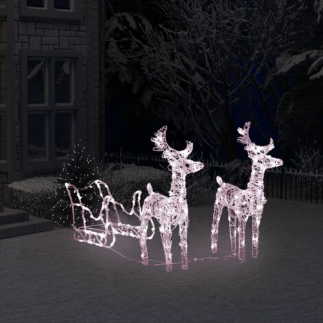 Rentiere & Schlitten Weihnachtsdekoration,Weihnachtshirsch Beleuchtet,Weihnachtsbeleuchtung für Außen und Innen 160 LEDs 130 cm Acryl CIW17050Bonnevie