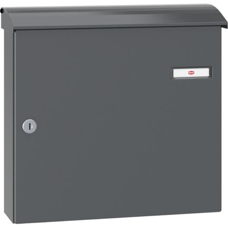 Renz Briefkasten anthrazit mit Namensschild Convex 380x360x115mm, Stahl RAL 7016
