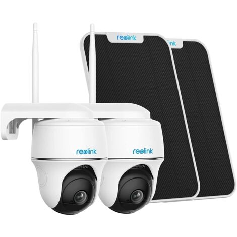 Reolink 2K 4MP PTZ Überwachungskamera Solar Akku Aussen mit Personen-/Fahrzeugerkennung, 2,4/5GHz WLAN, 355°/140° Schwenkbar, 2-Wege-Audio, Argus PT Pro+Solarpanel, Weiß, 2 Pack
