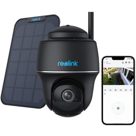 Reolink 2K 4MP Überwachungskamera mit Schwenk & Neige, 2,4/5GHz WLAN, Personen-/Autoerkennung, Akku-/Solarbetrieb, Schwarz, + Solarpanel