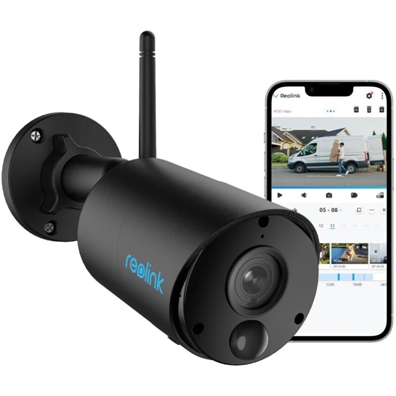 Reolink - 3MP Caméra Surveillance WiFi sans Fil sur Batterie, Audio Bidirectionnel, Détection de Mouvement pir, Vision Nocturne, Noir